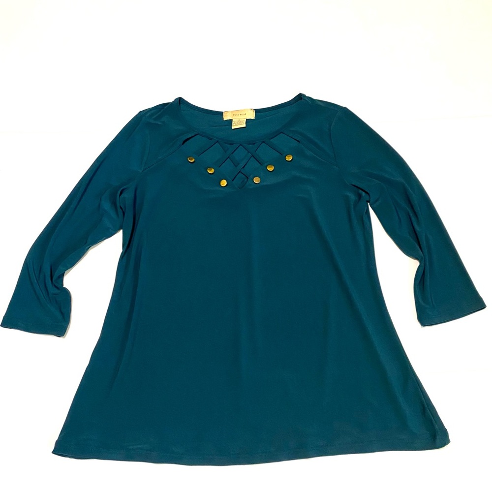 ⭐️Diana Belle Teal Embellished Tunic Top